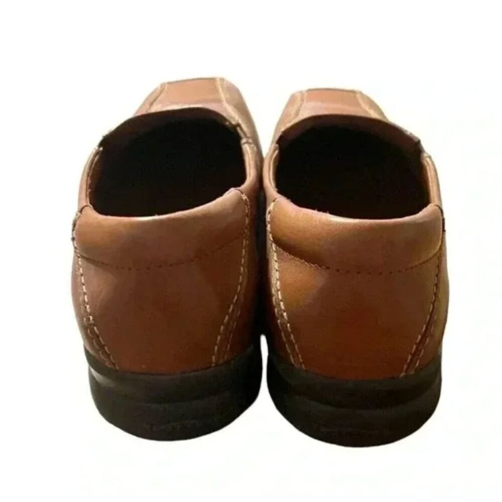 Womens Trotter Brown Leather Slip-On Loafers With Square Toe & Stitching Sz 9N - Picture 3 of 10